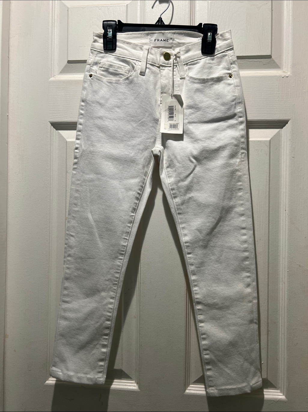 Frame White Jeans With Branded Waist Tag